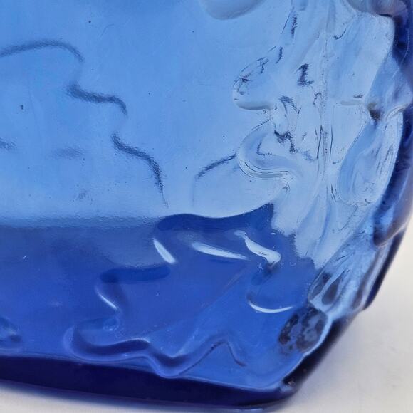 Vintage Cobalt Blue Glass Bottle with Acorn and Oak Leaves Design-Made in Canada - Picture 6 of 11